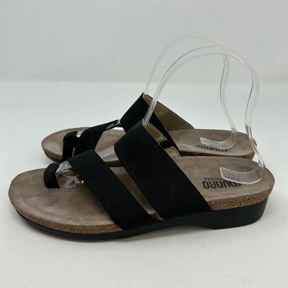 Munro Women's Slide Sandals Black Size 8.5 Toe Loop Stretch Straps Casual - Picture 6 of 12